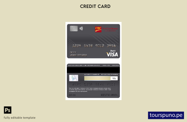 listo para imprimir Plantilla de tarjeta de débito visa bancaria Dominica CIBC F